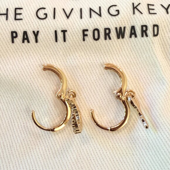 Half Moon & Engraved Key Earrings - Picture 7 of 13